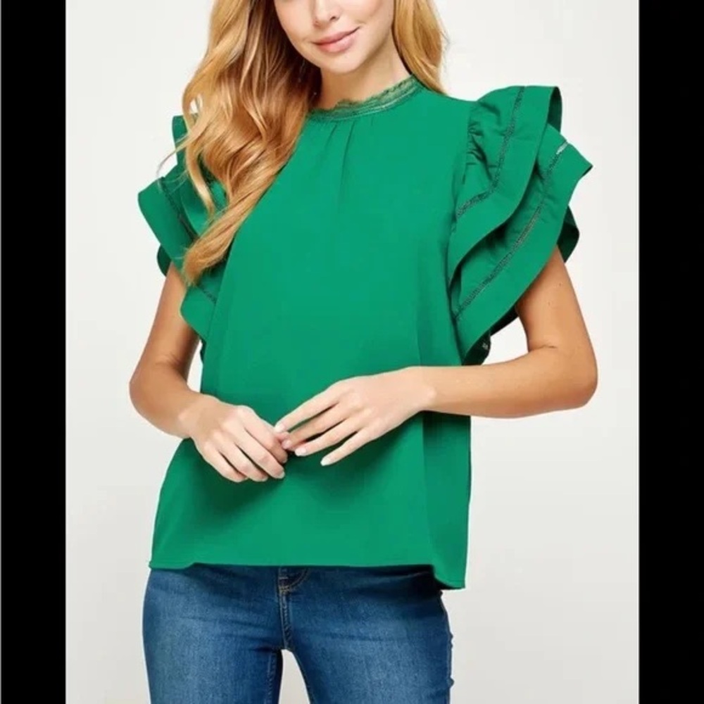 Strut & Bolt Ruffle Sleeve Top - Picture 2 of 7